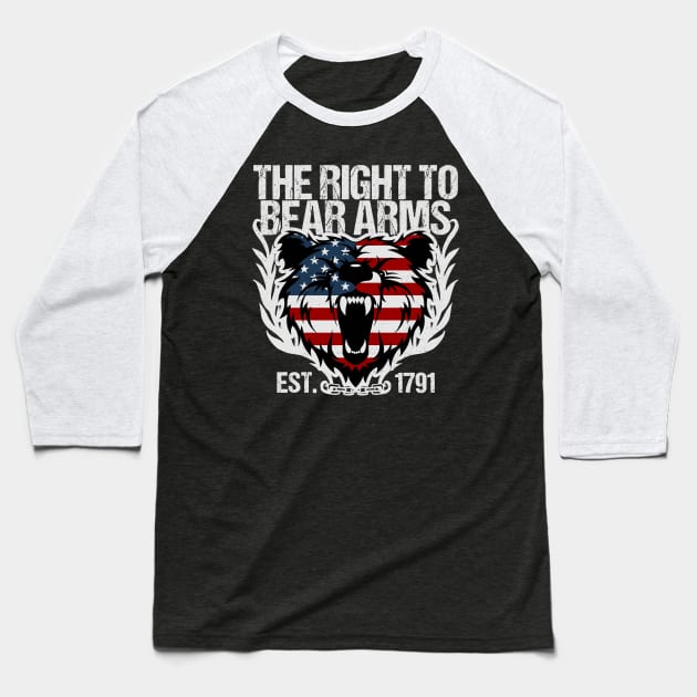 The Right To Bear Arms Gun Owner Baseball T-Shirt by RadStar